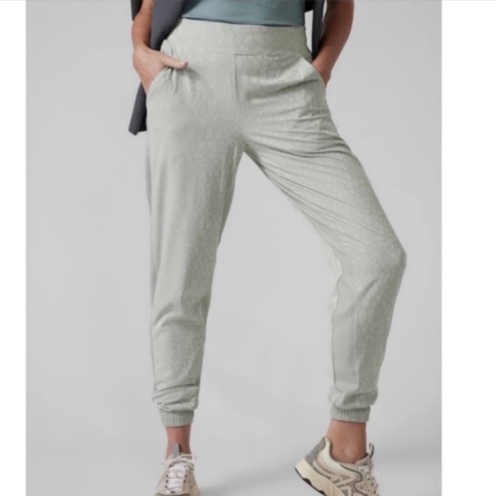 Athleta Brooklyn Lined Textured Jogger Serpentine Coast Grey Sage Snake Size 8